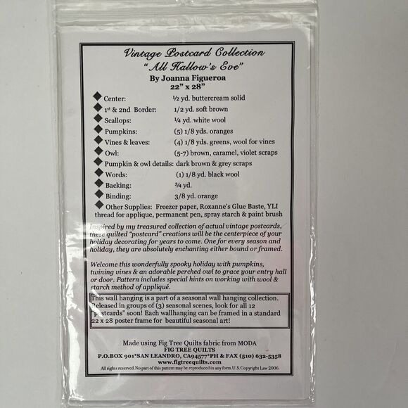 Fig Tree Quilts Happy Halloween Holiday 501 Wall Hanging Sewing Pattern - Picture 5 of 6